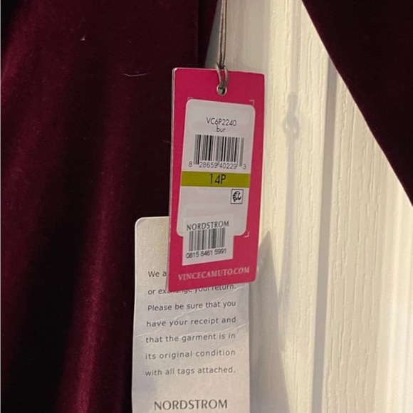 VINCE CAMUTO Wine Long Velvet Dress NWT - Picture 4 of 4